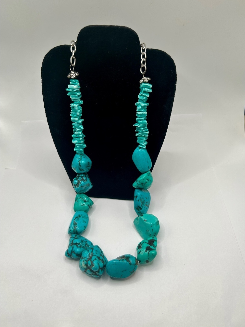 Turquoise Chip and Nugget Statement Necklace - Blue Turquoise​​